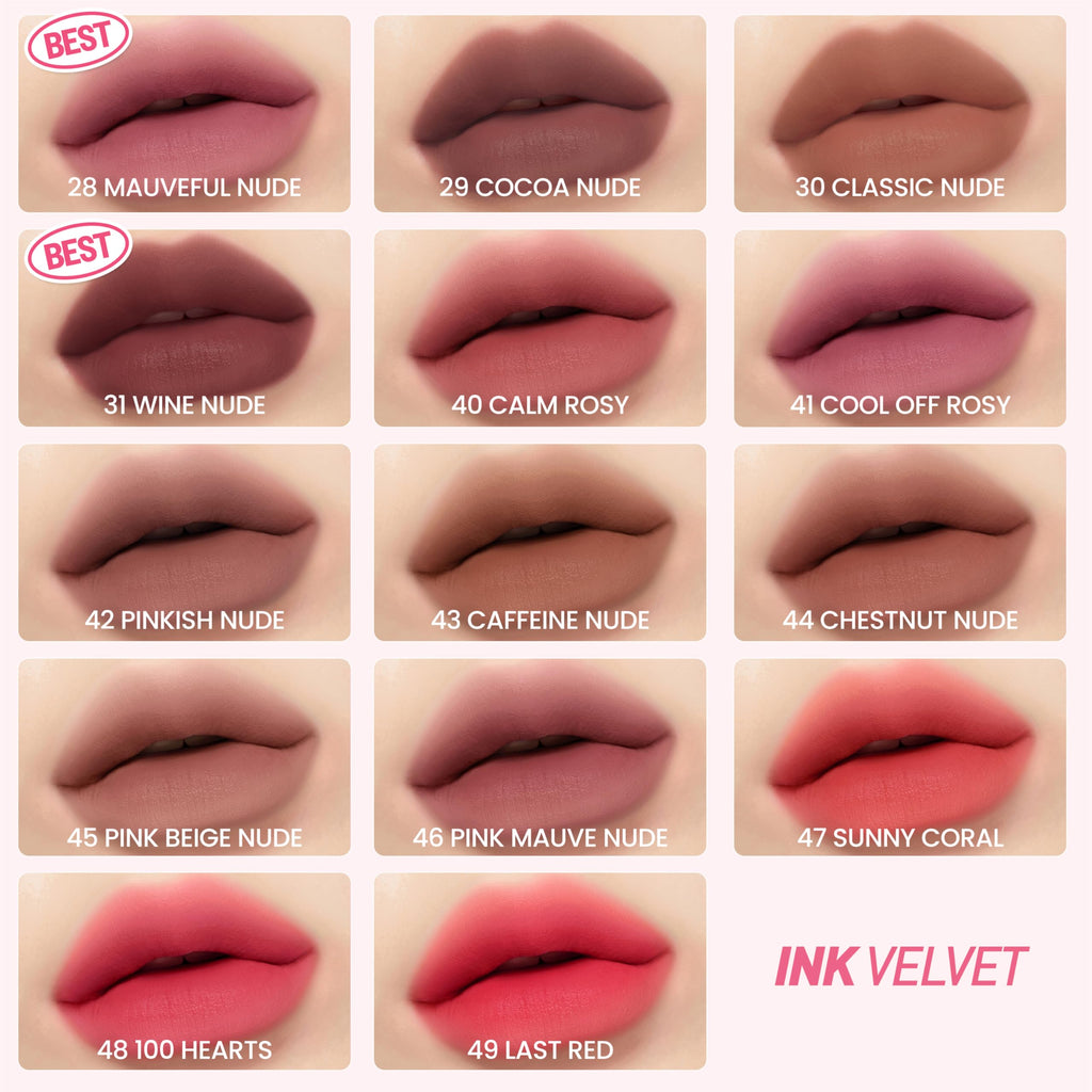 Ink The Velvet Lip Tint | Highly Pigmented, Longwear & Weightless Lip Tint | Smudge-Proof, Buildable Color for Lips & Cheeks | K-Beauty Makeup, Safe for Sensitive Lips (017 ROSY NUDE)