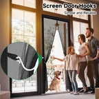 HOFUDON Upgraded Magnetic Screen Door, Heavy Duty Fiberglass Mesh, Quick Close Full Strip Magnets, Door Screen Magnetic Closure for Single Door Size 36 x 80 Inch, Screen Door Size 39 x 82 Inch Black