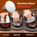 Smash Burger Press, Hamburger Smasher Tool for Griddle, Stainless Steel Ham Patty Press with Anti-Scald Handle, 5.5" Non Stick Grill Press for Smashburger, Bacon, Ground Beef, Meat, Sausage