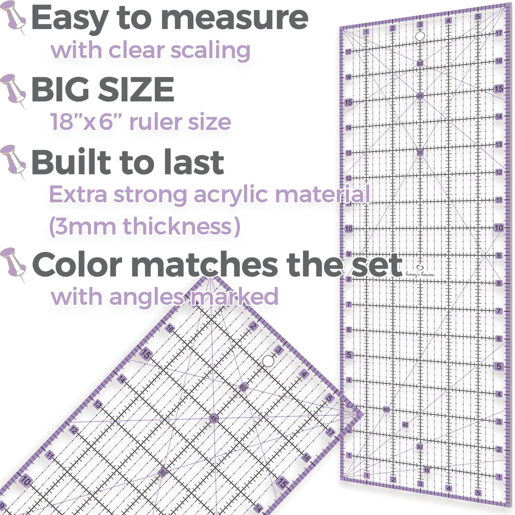 Rotary Cutter Set - Quilting Kit incl. 45mm Fabric Cutter, 5 Replacement Blades - Ideal for Crafting, Sewing, Patchworking, Crochet & Knitting (Lavender, A1 Set (36" x 24"))