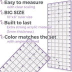 Rotary Cutter Set - Quilting Kit incl. 45mm Fabric Cutter, 5 Replacement Blades - Ideal for Crafting, Sewing, Patchworking, Crochet & Knitting (Lavender, A1 Set (36" x 24"))