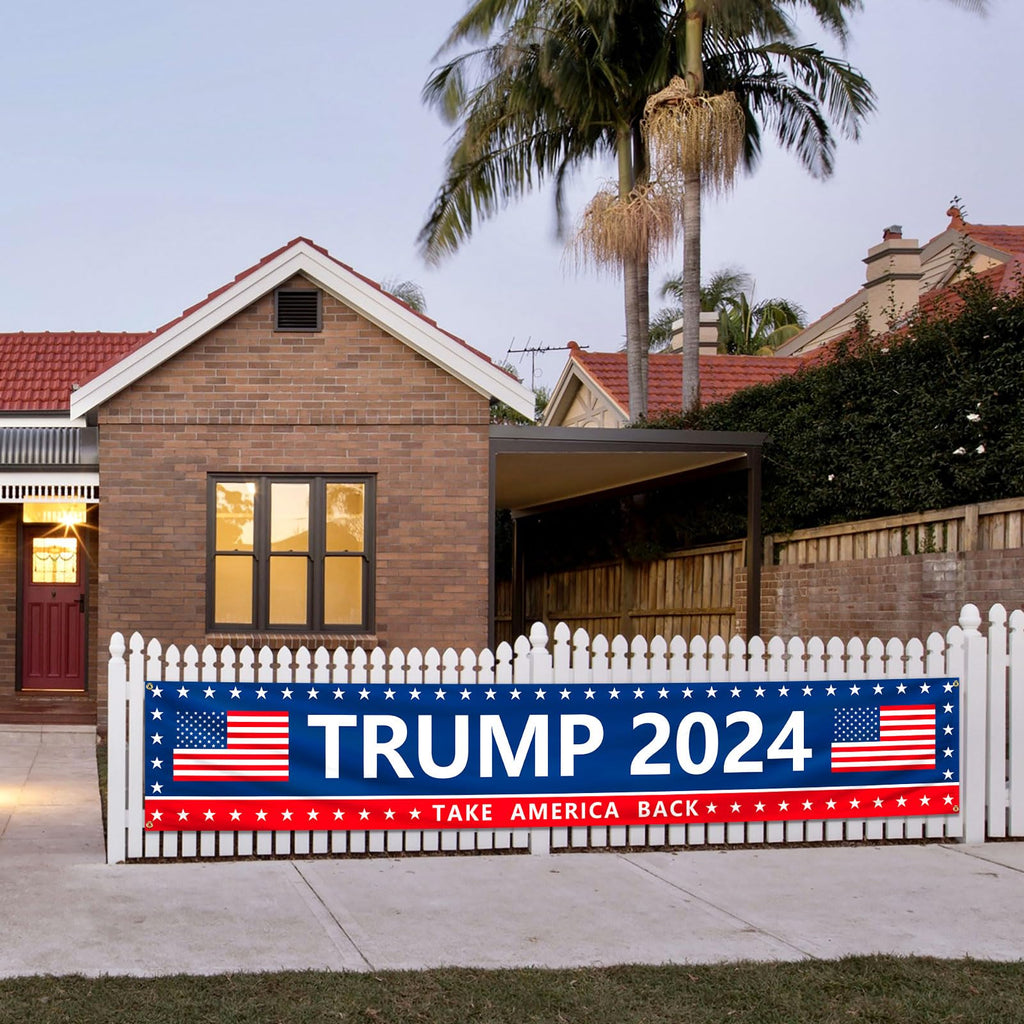 Donald Trump 2024 Banner 120" x 20" Decorations Take America Back Blue Red Star America Yard Sign Flag Outdoor Decorations Garden Banner Sign Yard Advertising Hanging Decor (2024 Trump)