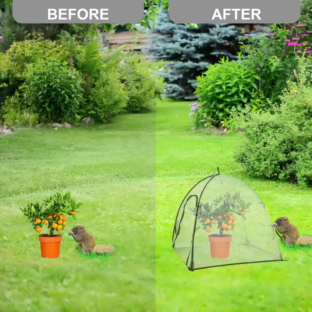 Garden Netting Cover, Outdoor Insect Barrier Plant Tent Cover with Zip Entry, Durable Mesh Plant Netting Protect Potted Plants Fruits Flower from Insect Bird Animals Eating (28 * 28 * 30inch)