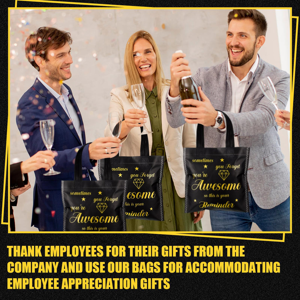 Clysee 50 Pcs Thank You Gift Bags with Handles Bulk Reusable Non Woven Appreciation Employee Appreciation Gift Bags 8 x 8 Inch Inspirational Gifts Bags for Wedding Coworker Retirement Teacher