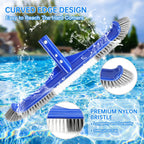 Pool Brush Head & Fine Mesh Pool Skimmer Kit，17" Pool Brushes for Cleaning Pool Wall， Reinforced Frame Pool Net Leaf Skimmer Cleaning Tool with Deep Fine Nylon Mesh Net Bag for Fast Cleaning