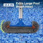 Swimming Pool Cleaning Kit Including 12.5 in Pool Brush Head,Ultra Fine Mesh Pool Leaf Skimmer Net with Maximum Length 76.5 in Aluminum Pole for Remove Debris and Dirt