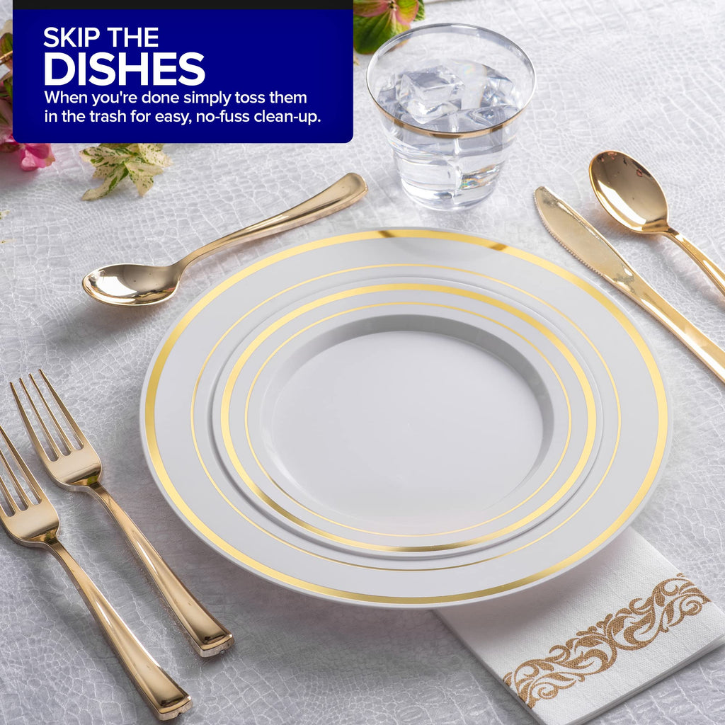 75 Pieces Heavy Duty (Gold) Plastic Silverware Set, Disposable Cutlery Set, Great for Parties, Weddings, and Catering, Flatware Utensils Included: 25 Forks, 25 Spoons, 25 Knives, Stock Your Home