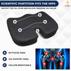 EcoNour Gel Seat Cushions for Office Chairs (2 Pack) | Tailbone Pain Relief Cushion for Sciatica | Memory Foam Seat Cushion for Long Sitting - Orthopedic Cushion for Office, Gaming Chair & Car Seat