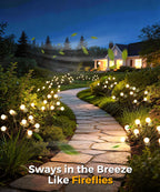 Cnuoky 6 Pack Solar Garden Lights 48 LED, Solar Lights Outdoor Waterproof IP65, Decorative Garden Lights Solar Powered for Yard Patio Pathway Decor, Outside Fairy Firefly Lights Garden Gifts