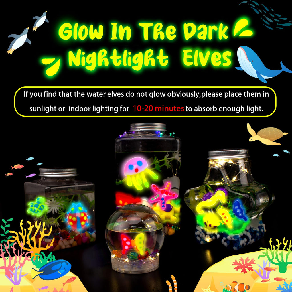 Kiditos Glow in The Dark Magic Water Elf Toy Kit, Magic Aqua Fairy Water Gel Kit with 6 Glow Colors and 6 Molds. Christmas Gifts, Birthday Gifts, Party Favors, Arts & Crafts DIY STEM Kits for Kids