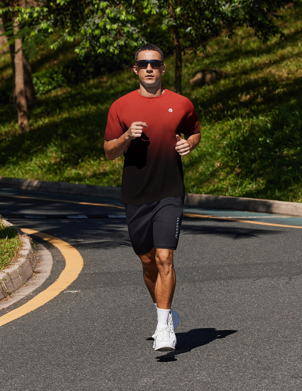 Mens Workout Shirts UPF 50+ Sun Protection Shirts Swim SPF UV Quick Dry Short Sleeve T-Shirts for Athletic Fishing Rash Guard L