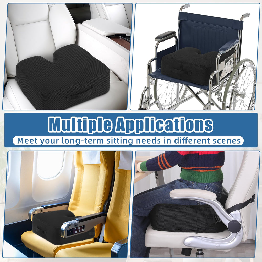 MABOZOO Extra Thick Seat Cushion, 6 Inches Adult Booster Seat for Car Office Desk Chair, Memory Foam Ergonomic Butt Pillow Relieving Pain for Long Sitting