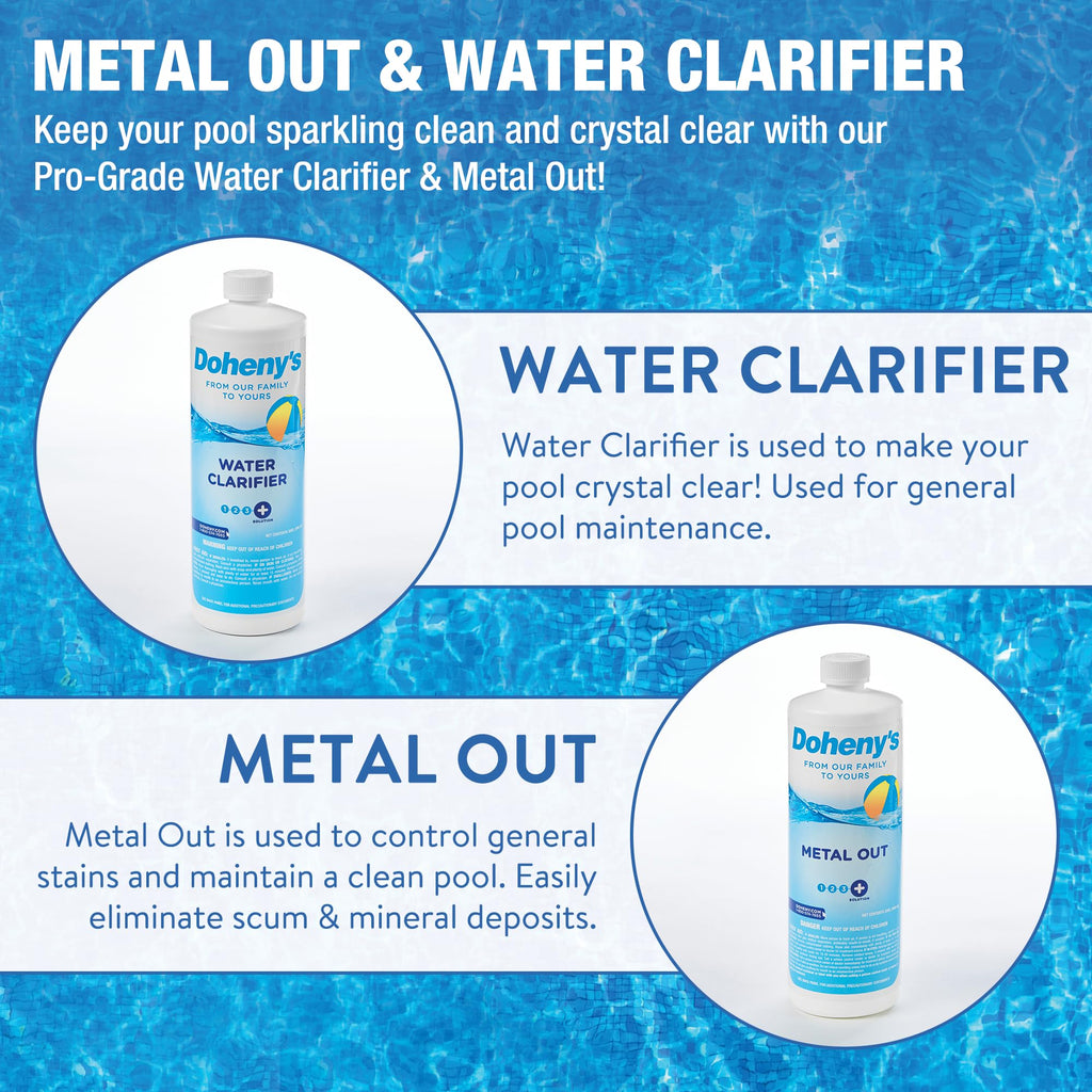 Doheny's Ultimate Pool Opening Start-Up Kit | Includes Metal Out, Spring Control, Clarifier & Super Shock | Prevents Stains, Rust & Scale | Free Test Strips | Pro-Grade Pool Chemicals