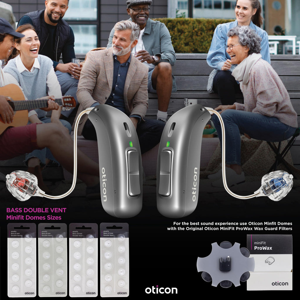 Oticon MiniFit Bass Double Vent 6mm = 0.24 inch - Small 30 Domes, Genuine OEM Denmark Replacements, Oticon Hearing Aid Domes Compatible with Oticon Bernafon Sonic Hearing Aids - 3 Pack/30 Domes Total