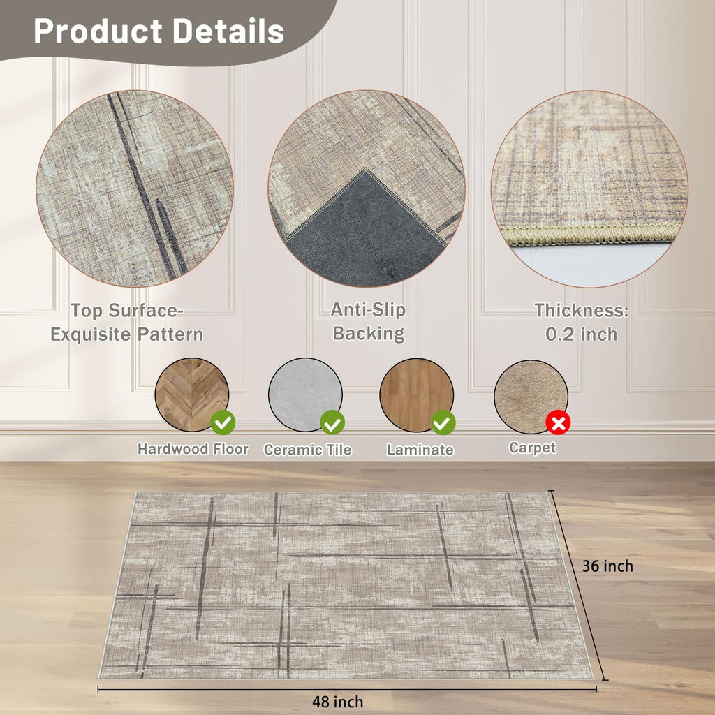 Office Chair Mat for Hardwood Floor&Tile Floor,36"X 48" Heavy Duty Desk Chair Mat for Hard Floors,Under Desk Rug for Rolling Computer Chair,Anti Slip,Low Pile Carpet Floor-Khaki