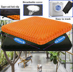 Plus Size Gel Seat Cushion for Long Sitting, Extra Large and Thick Gel Seat Cushion for Pressure Relief for Back, Sciatica, Hip, Tailbone Pain, Used for The Office, Cars, Wheelchairs (Orange)