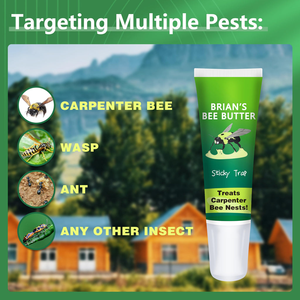 Carpenter Bee Traps for Outside, Brain's Bee Butter, 1 Pack Sticky Trap, Wood Bee Traps for Outside