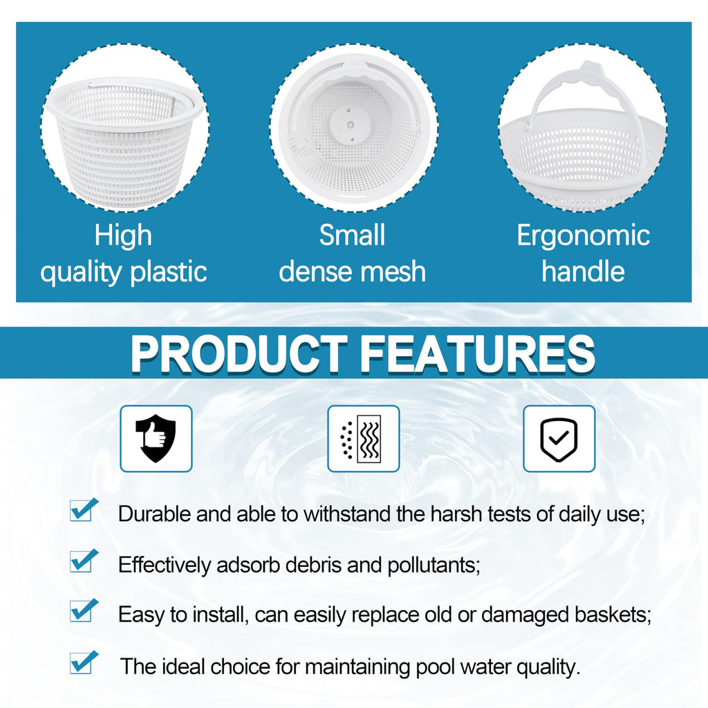 8'' Durable Custom Molded Replacement Inground Pool Skimmer Basket 27180-009-000, Perfect Fit for Hayward Skimmers B-9 B9 U-3 SPX1070E