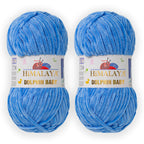 2 Skein/Pack Himalaya Dolphin Baby Chenille Yarn, Each Ball 100 gr (3.5 oz), 120 m (132 Yards), 100% Polyester, Super Bulky Baby Blanket Velvet Amigurumi Yarn, 80327 - Blue