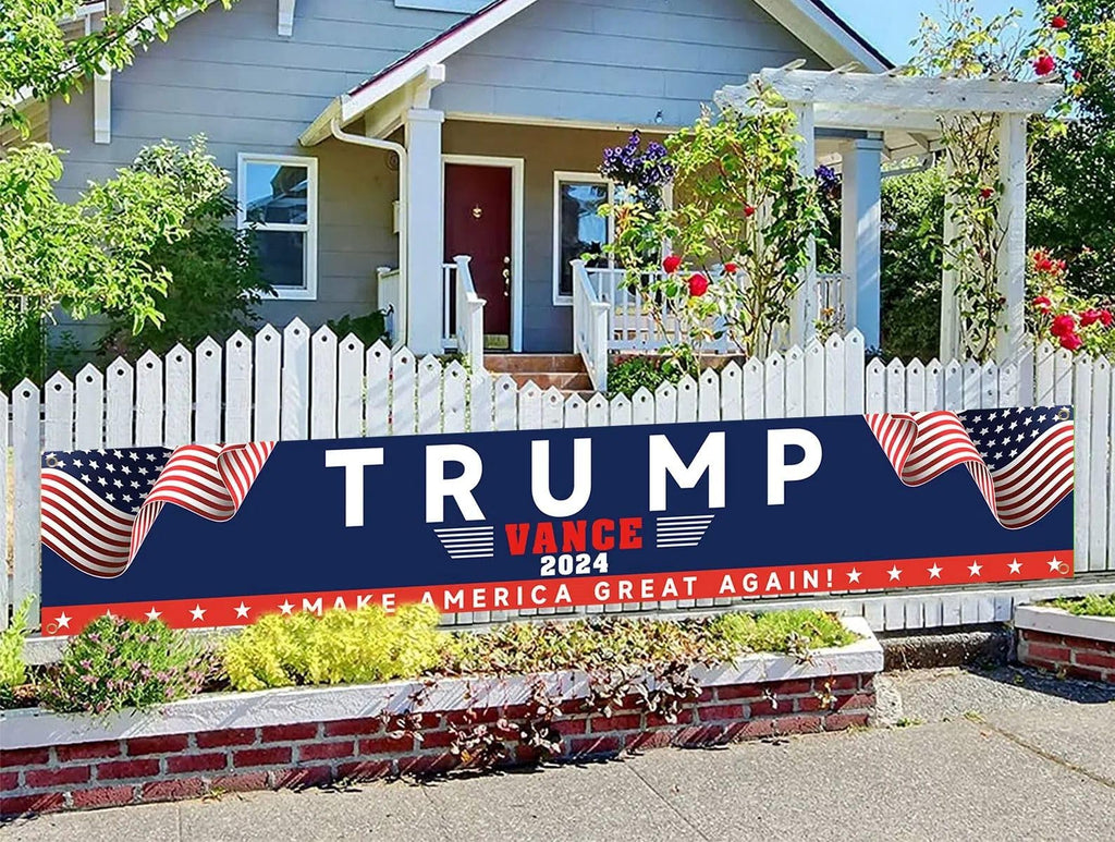 YINBTTER Trump Vance Win 2024 President Campaign Large Banner Sign Flag with Brass Grommets, Trump Make America Great Again Outdoor Sign House Banner Yard Lawn Decoration 118X18''