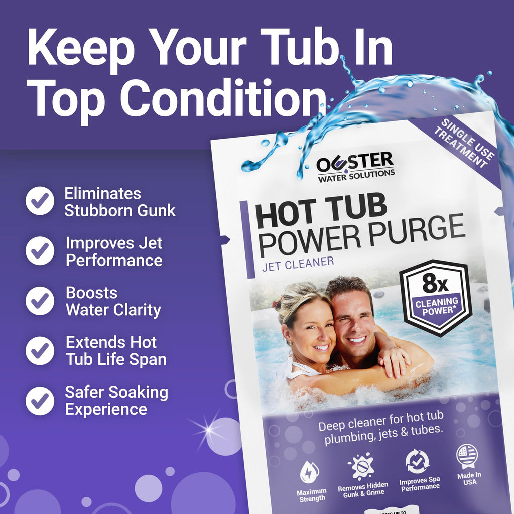 Bio Ouster Power Purge Hot Tub Jet Cleaner w/Towel - Deep Hot Tub Cleaner for Jets, Tubes, Plumbing - for Standard & Inflatable Spas - Removes Gunk Buildup for Crystal Clear Water - Made in USA (Kit)