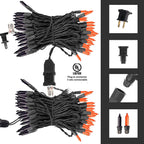 TW SHINE Purple and Orange Halloween Lights, 2 Pack 20FT 100 Count Incandescent Halloween Mini String Lights, Waterproof Halloween Decorations for Outdoor Indoor Patio Home Party Garden Yard Decor