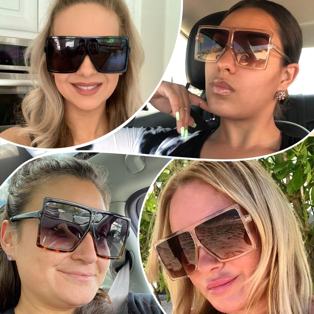 Square Oversized Sunglasses for Women Men Flat Top Fashion Shades