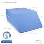 DMI Wedge Pillow, Leg Pillow, Bolster Pillow, FSA Eligible Incline Pillow for Leg Elevation, Snoring, Circulation, Pregnancy, Sciatica, Leg Rest or Foot Elevation, Blue, 30.5 x 20 x 10