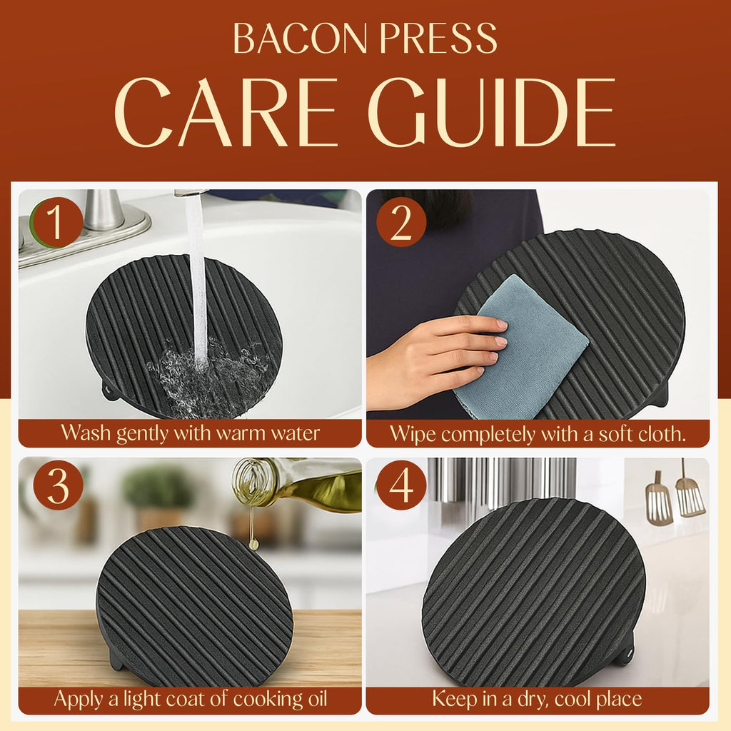 Heavy-Duty Cast Iron Burger Press 7 Inch Round Burger Smasher, Grill Press for Cooking Burgers, Bacon, Sandwiches, Steak, Ground Beef, Meats, Sausages, and So On