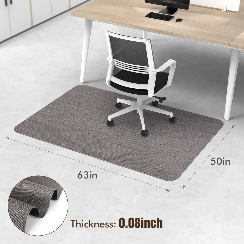 Blvornl Office Chair Mat for Hardwood Floor, 50"x 63" Desk Chair Mat for Hard Wood, Large Anti-Slip Hard Floor Protector Rolling Chair Mat, PVC Mat Desk Rug for Office Home, Dark Grey