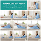 Bedluxe 3Pcs Orthopedic Bed Wedge Pillow Set, Foam Wedge Pillow Post Surgery for Back, Leg and Knee Support, Adjustable 9&12 Inch Folding Triangle Pillow for Sleeping, Acid Reflux, Snoring, Light Blue