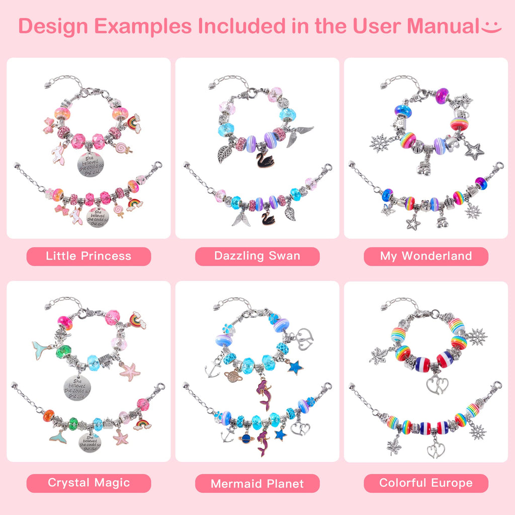 ELLENER Kids Bracelet Making Kit for Girls, Gifts for Girls Ages 3 4 5 6 7 8 9 10 11 12 Year Old,Girl Gifts Ideas,Girl Toys, 68 Pcs Crafts for Girls 8-12