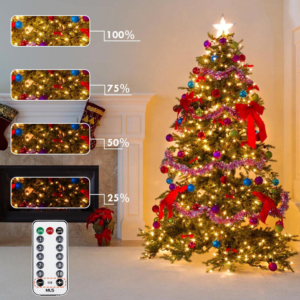 82FT 200 LED Color Changing Christmas String Lights with Remote & Timer & Memory Function, 9 Lighting Modes Waterproof Fairy String Lights for Xmas Tree Holiday Party Garden (Warm White & Cool White)