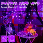 Guhope 66FT 200 LED Halloween Lights, Purple Halloween Lights Outdoor with 8 Lighting Modes, Waterproof Halloween String Lights for Christmas Outdoor Party Yard Garden Decoration