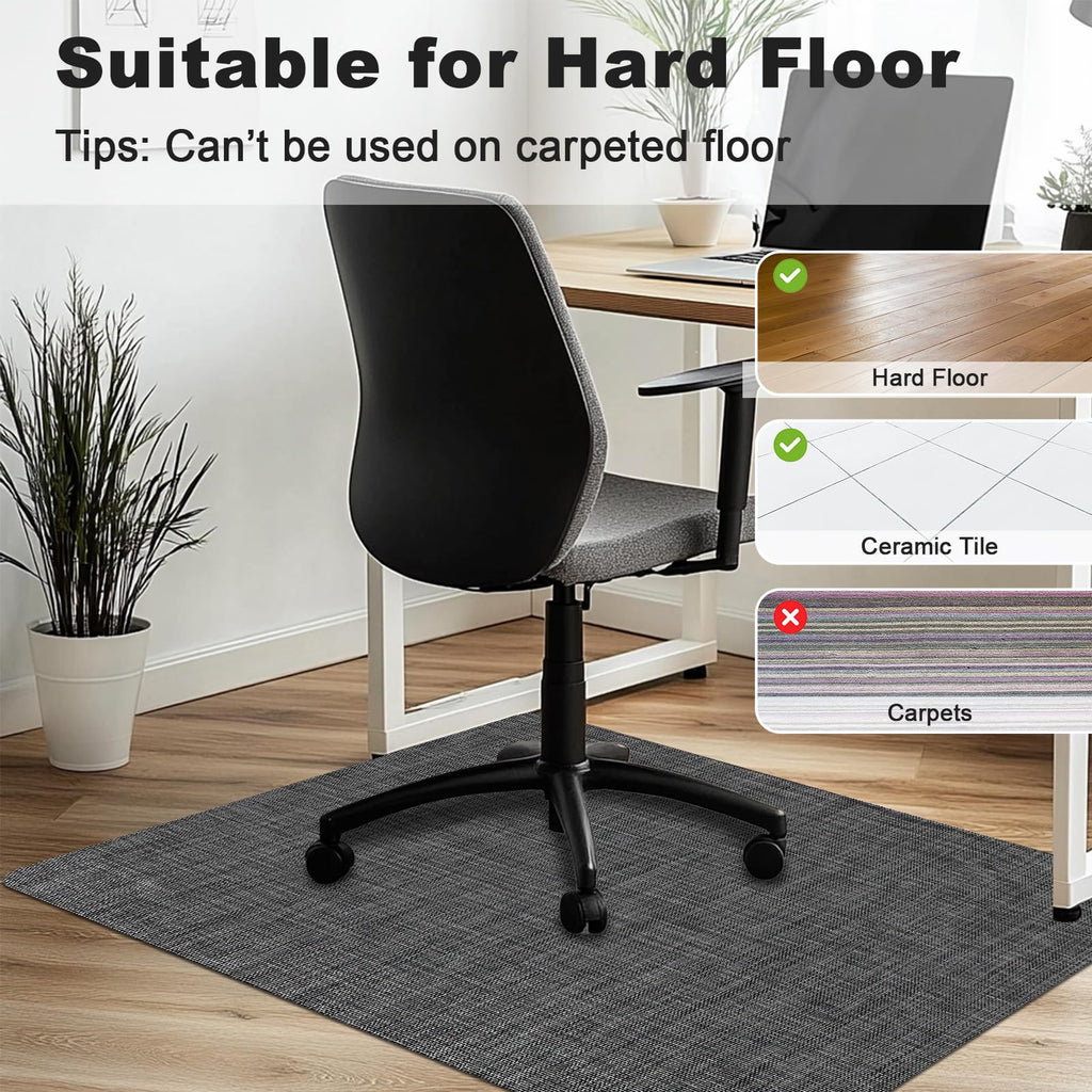 AiBOB Office Chair Mat for Hardwood Floor & Tile Floor, 53" x 45"Heavy Duty Computer&Desk Chair Mat for Rolling Chairs, Hard Floor Protector for Home Office