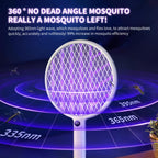 Swift Catch Electric Fly Swatter, Bug Zapper, Flies Killer, Rechargeable Mosquito Killer with Purple Mosquito Light, Base, Digital Display for Indoor Outdoor Home Office Backyard Patio Camping