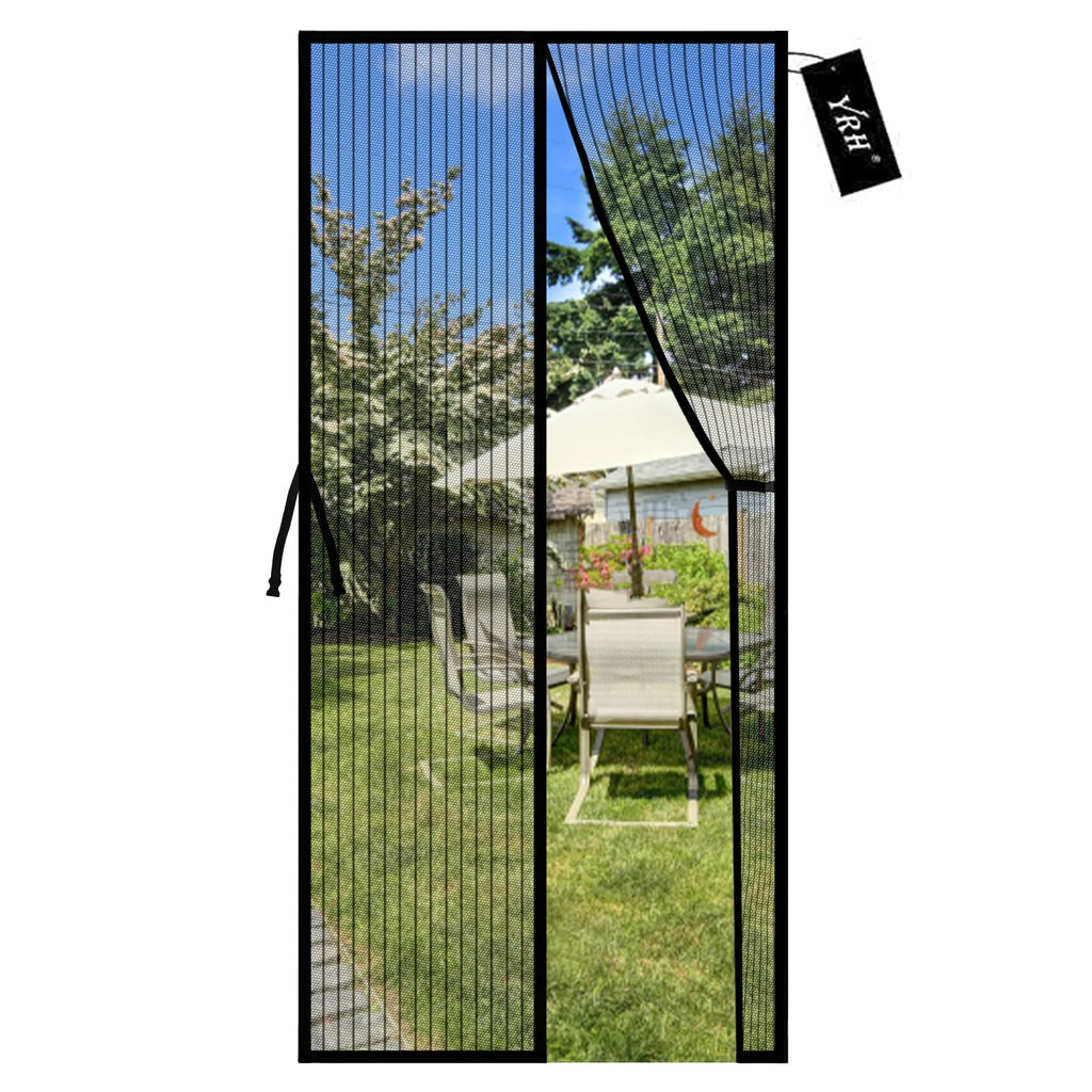 Magnetic Screen Door with Stay Open Buckles - Door Curtains Heavy Duty Self-Sealing Mesh,Powerful Magnets (Fit for Door Size:36x82 Inch,Screen Itself Size:38x83 Inch, Black)