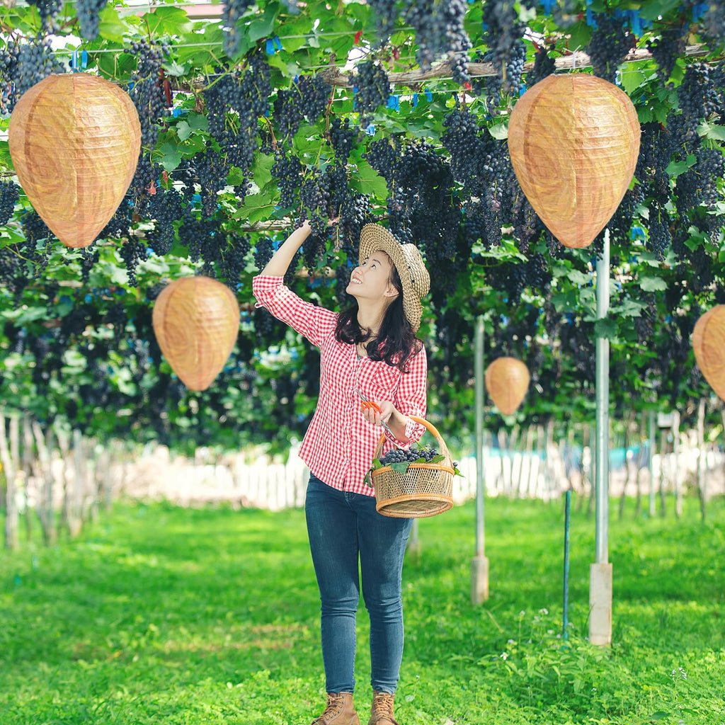 ZeeDix 4 Pack Hanging Paper Fake Wasp Nest Decoy- Eco Friendly Effective Deterrent Bee Hornets Wasp Nest for Outdoor, Home and Garden(8.66"×11",Warm Color)