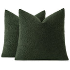 MIULEE Set of 2 Christmas Dark Green Throw Pillow Covers 20x20 Inch Decorative Couch Pillow Covers Textured Boucle Accent Solid Pillow Cases Soft for Cushion Chair Sofa Bedroom Livingroom Home Decor