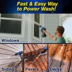 Ontel Turbo Jet HydroX5 Pro Portable Cordless Pressure Washer (21V 3000mAh Battery), 6-in-1 Nozzle, Dual Water Source, 16ft Detachable Hose