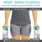 Vive Walker Handle Cushions - Padded Hand Covers - Soft Padding Medical Accessories for Folding Rolling Wheelchair, Rollator Handle, Senior, Elderly Grippers - Foam Crutch Pads Grips - Mobility Aid (Teal)