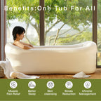 Mozoo Inflatable Bathtub 62''L X 34''W, Portable Bathtub For Adult, Unmatched Durability, Anti-Leak Drainage System, 2-Minute Setup, Space-Saving Foldable Design