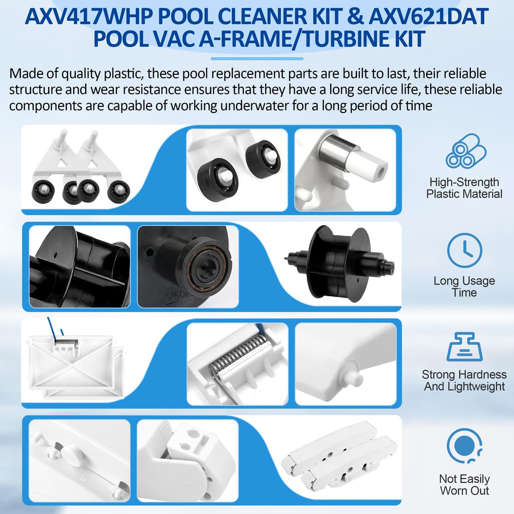 ChangTa Pool Cleaner Pod Swing Combo Kit, AXV621DAT Pool Vac A-Frame/Turbine Tune-Up Rebuild Kit + AXV417WHP Pod + AXV604WHP Bezel + Shoes + Flaps for Hayward Pool Vac, Navigator, Ultra, Aqua Bug