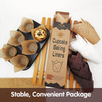 Bake Choice Nordic Paper 200pcs Brown Tulip Cupcake Liners for Baking Cups, Standard Size, EU Parchment paper Tulip Muffin Liners, Cupcake Wrapper, Christmas