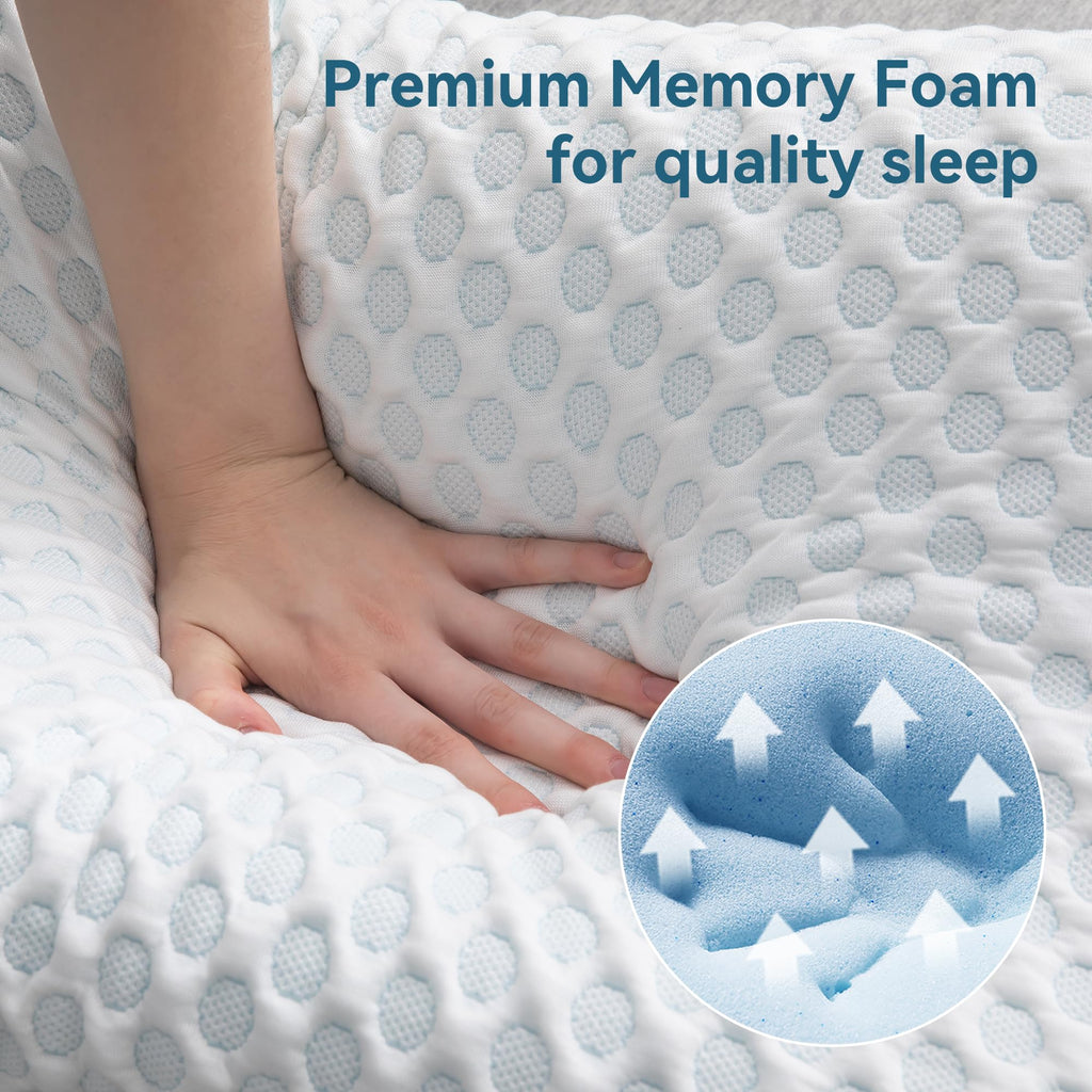 Neck Pillow Memory Foam Contour Pillow for Pain Relief Cervical Pillow for Sleeping, Orthopedic for Neck and Shoulder Pain, Ergonomic Pillow for Side Back Stomach Sleeper-Firm