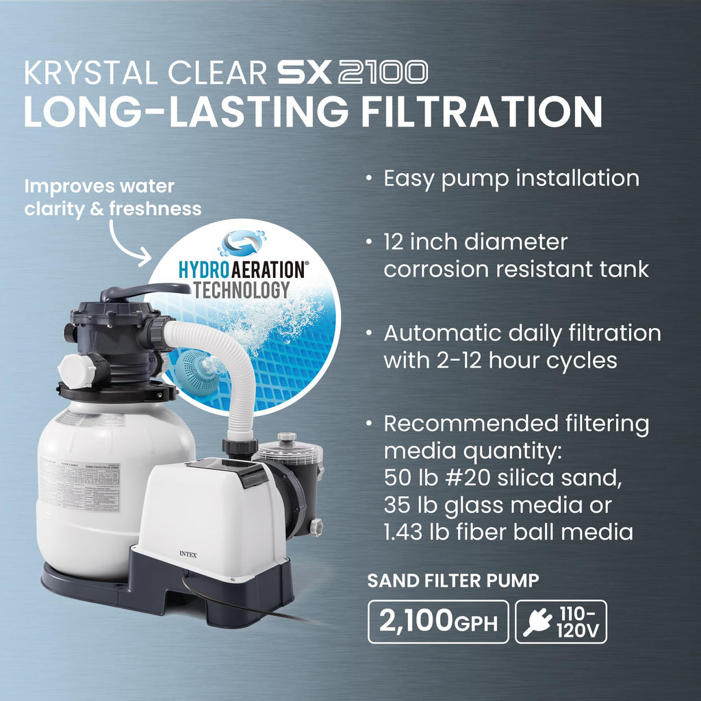 INTEX Ultra XTR 18 ft x 52 in Above Ground Pool Set, Round Swimming Pool with Steel Frame, 2100 GPH Sand Filter Pump, Ladder, Cover, & Ground Cloth