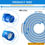 Poolvio Pool Vacuum Hose 26 Feet (8 x 40 Inch), 1.5 Inch Cuffs, Compatible with Most Inground Automatic Cleaners