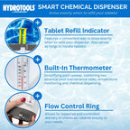 SWIMLINE HYDROTOOLS Smart Chlorine Floater Dispenser for Above Ground & Inground Pools Spas W/Thermometer | Tablet Refill Indicator & Tongs | Large Adjustable Floating 3-Inch Chlorine Bromine Tabs