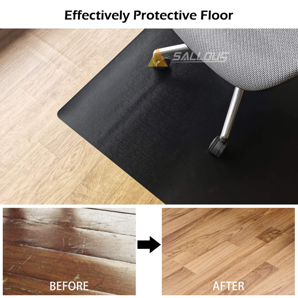 Office Hard Floor Mat 63" x 51" Multi-Purpose for Desk, Hardwood Floors, Non-Toxic PVC Protector Chair Mat for Home, Updated Version (Black)