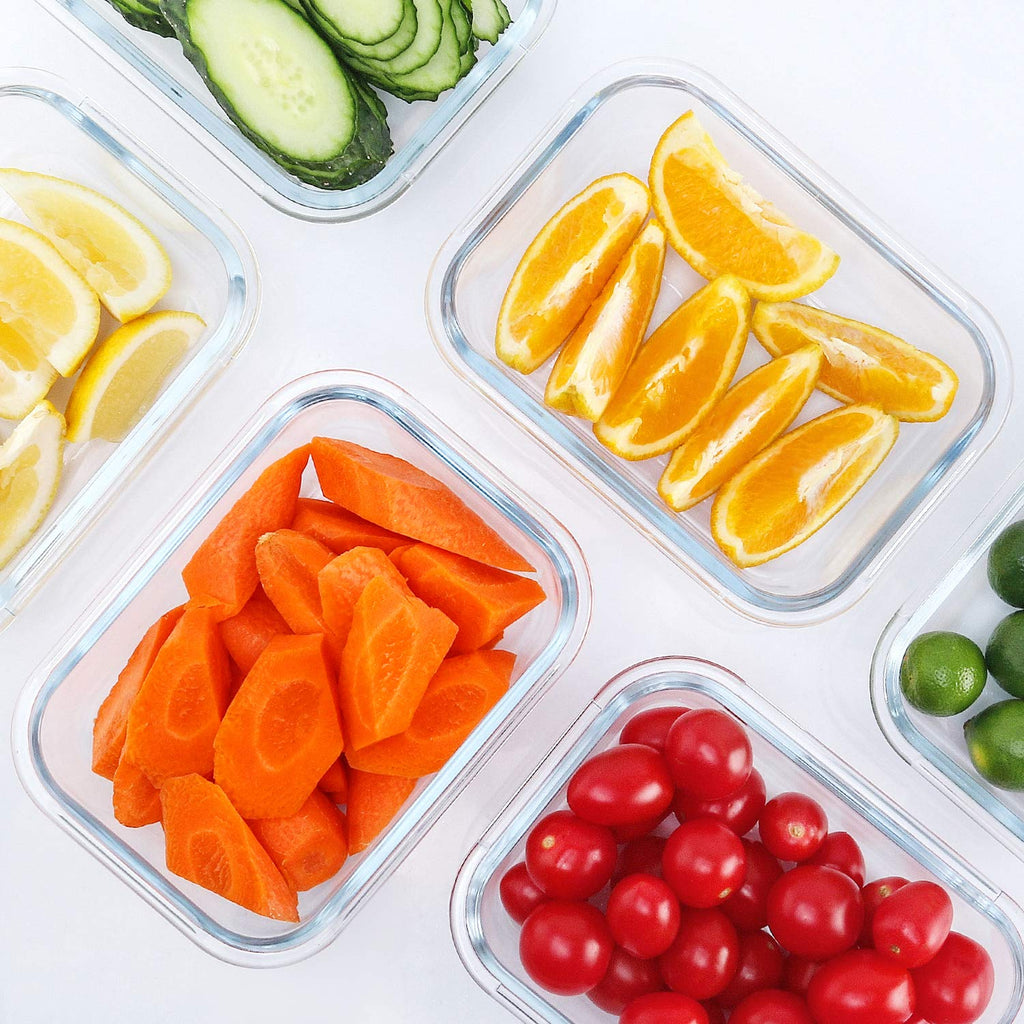 M MCIRCO 10-Pack,22 Oz Glass Meal Prep Containers,Glass Food Storage Containers with lids,Glass Lunch Containers,Microwave, Oven, Freezer and Dishwasher (Gray)